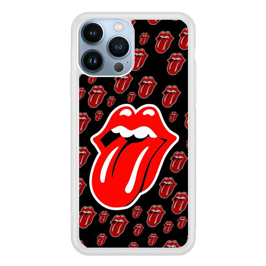 The Rolling Stones Logo iPhone 13 Pro Max Case-Rubber / White (2D Case)-Xtracase