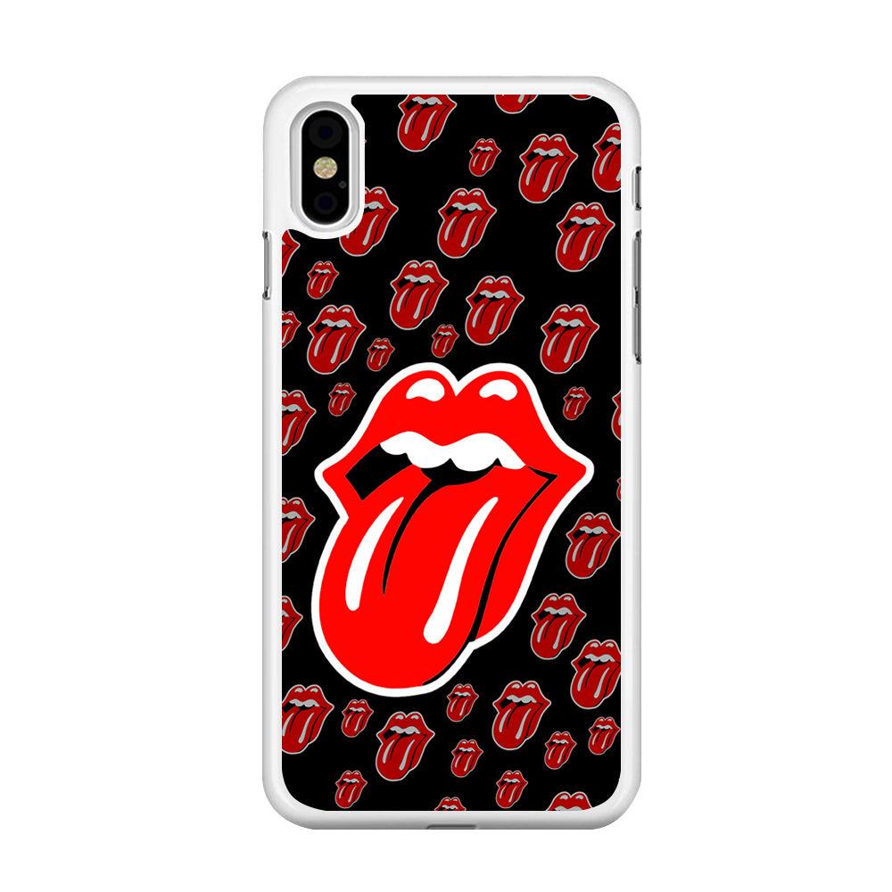 The Rolling Stones Logo iPhone X Case-Rubber / White (2D Case)-Xtracase