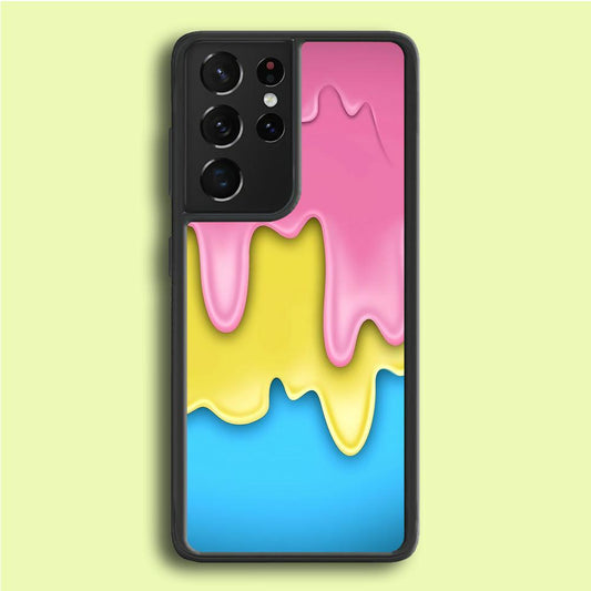 Three Cream Melts Samsung Galaxy S21 Ultra Case-Rubber / White (2D Case)-Xtracase