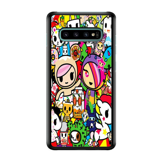 Tokidoki Doodle Cartoon Samsung Galaxy S10 Plus Case-Rubber / Black (2D Case)-Xtracase
