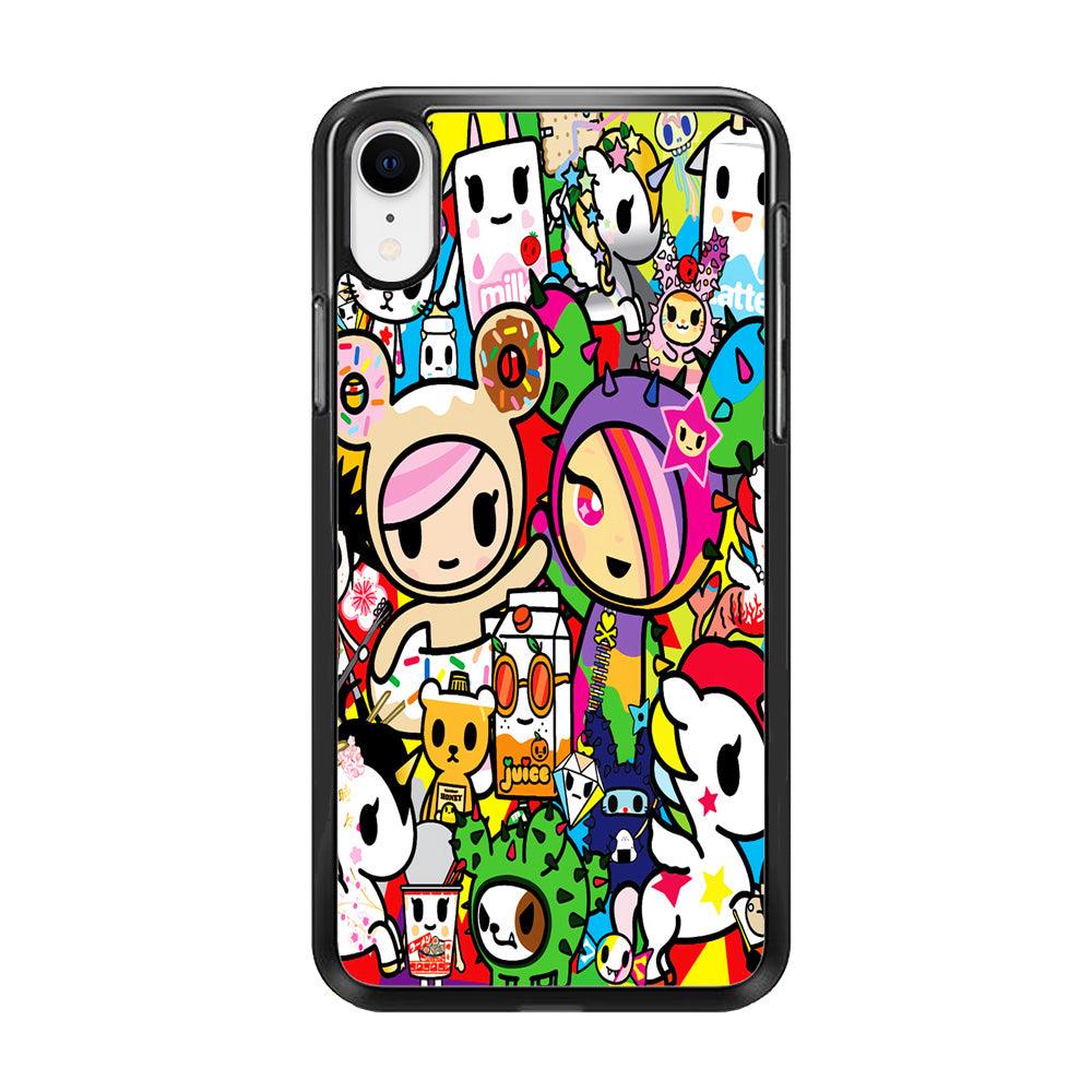 Tokidoki Doodle Cartoon iPhone XR Case-Rubber / Black (2D Case)-Xtracase