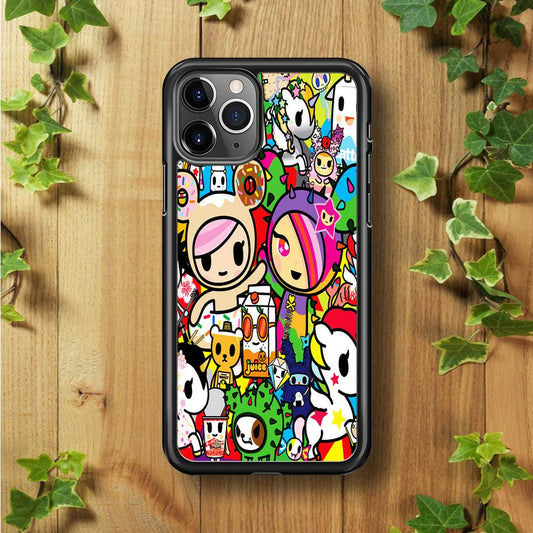 Tokidoki Doodle Cartoon iPhone 11 Pro Case-Rubber / Black (2D Case)-Xtracase