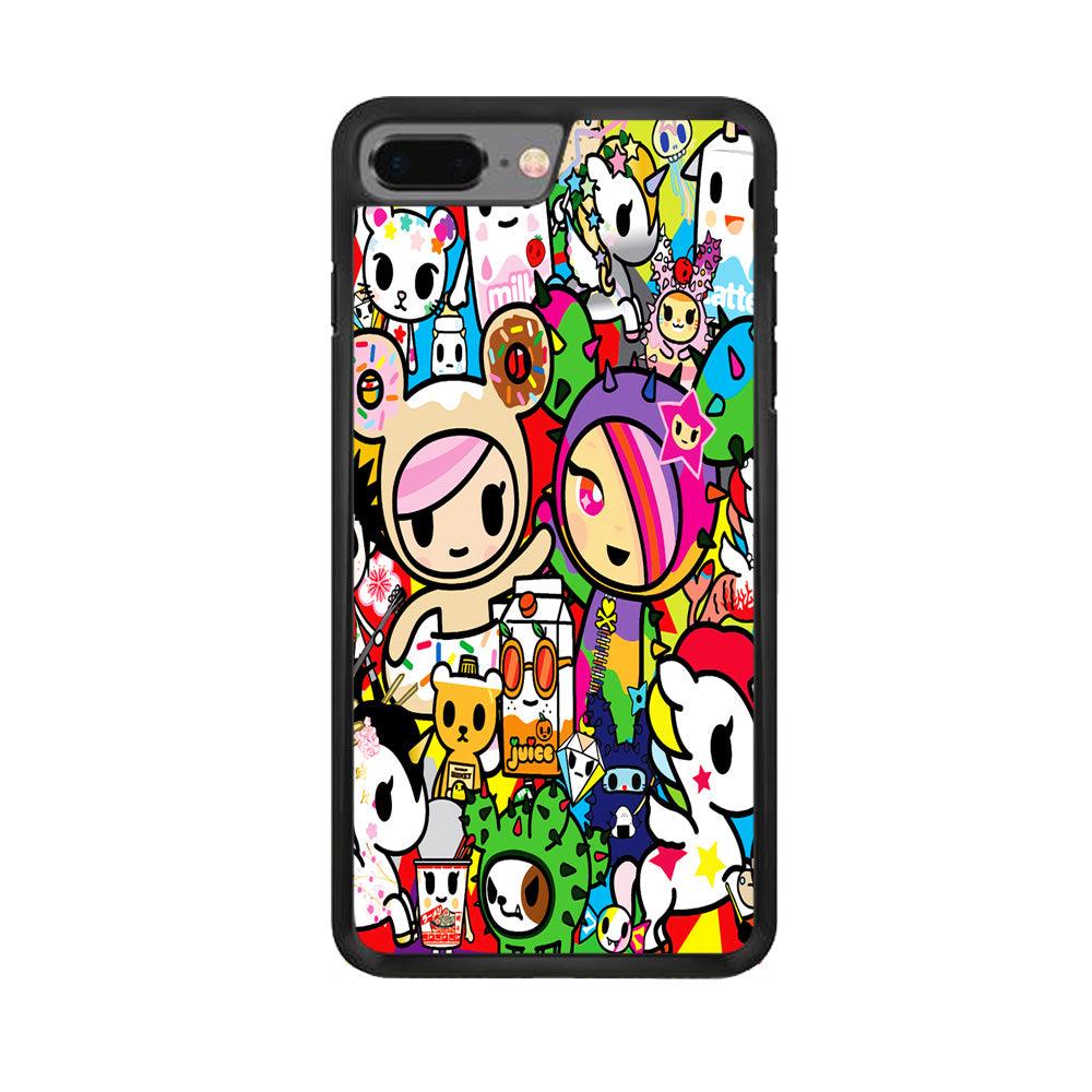 Tokidoki Doodle Cartoon iPhone 8 Plus Case-Rubber / Black (2D Case)-Xtracase