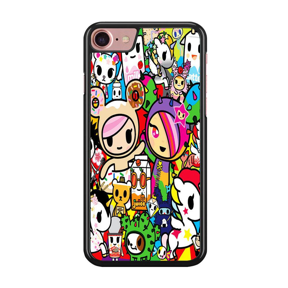 Tokidoki Doodle Cartoon iPhone 7 Case-Rubber / Black (2D Case)-Xtracase