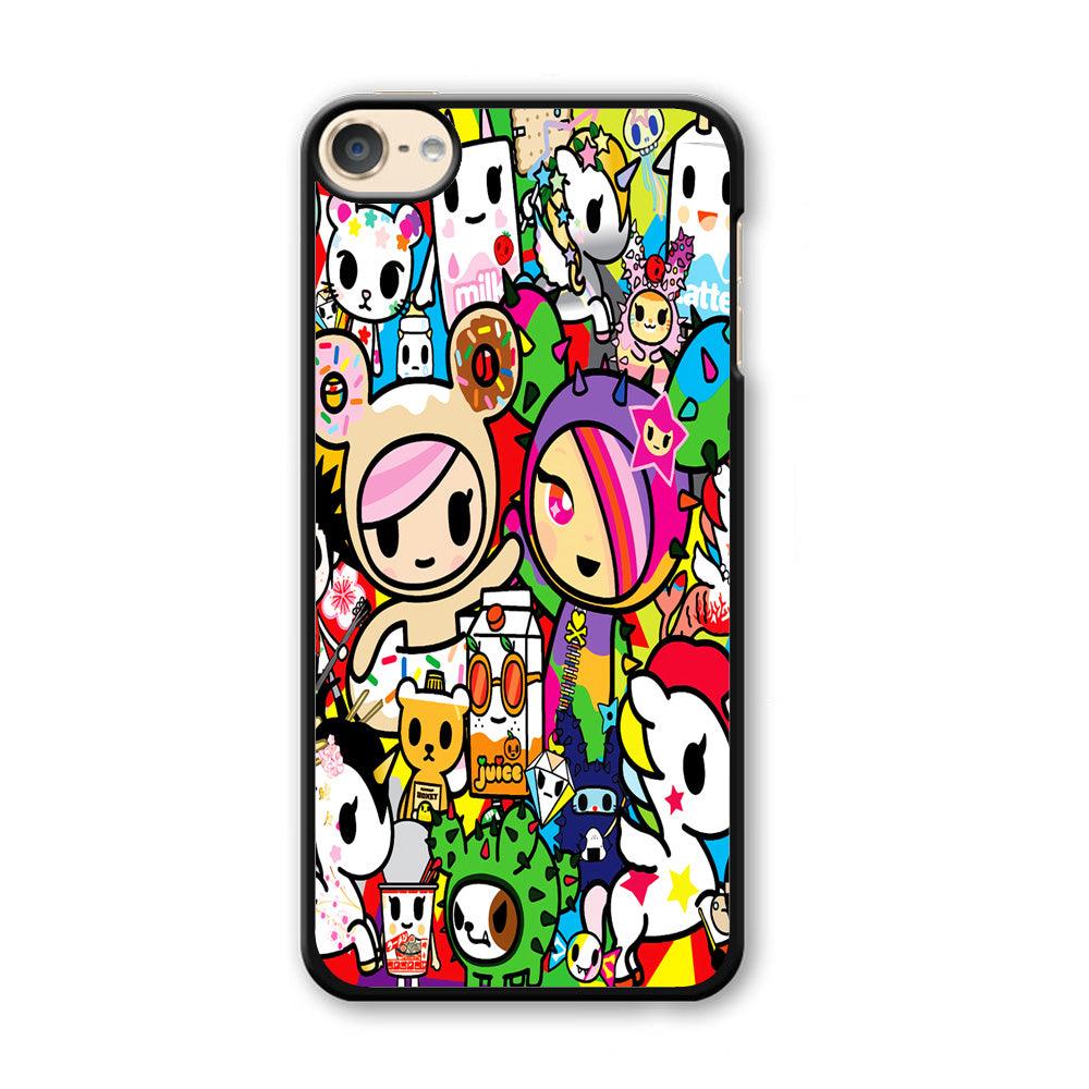 Tokidoki Doodle Cartoon iPod Touch 6 Case-Plastic / Black (2D Case)-Xtracase