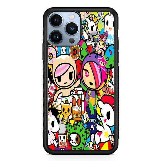 Tokidoki Doodle Cartoon iPhone 13 Pro Max Case-Rubber / Black (2D Case)-Xtracase