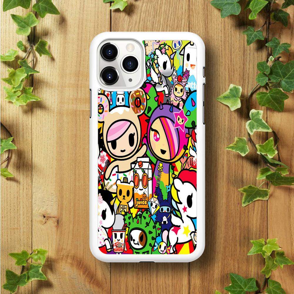 Tokidoki Doodle Cartoon iPhone 11 Pro Case-Rubber / White (2D Case)-Xtracase