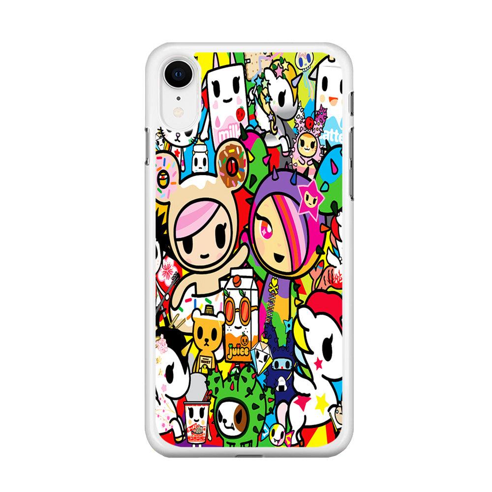 Tokidoki Doodle Cartoon iPhone XR Case-Rubber / White (2D Case)-Xtracase