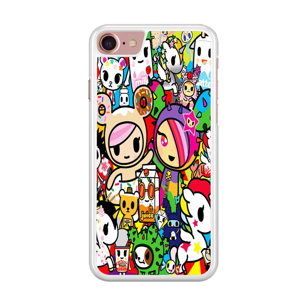 Tokidoki Doodle Cartoon iPhone 7 Case-Rubber / White (2D Case)-Xtracase