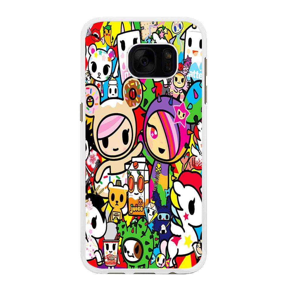 Tokidoki Doodle Cartoon Samsung Galaxy S7 Edge Case-Rubber / White (2D Case)-Xtracase