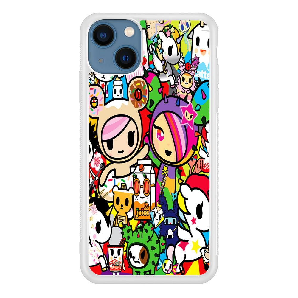 Tokidoki Doodle Cartoon iPhone 13 Pro Case-Rubber / White (2D Case)-Xtracase