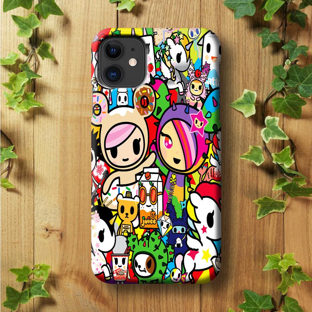 Tokidoki Doodle Cartoon iPhone 11 Case-Plastic / Full Wrap (3D Case)-Xtracase