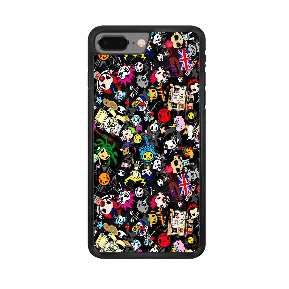 Tokidoki Punk Rock Band iPhone 7 Plus Case-Rubber / Black (2D Case)-Xtracase