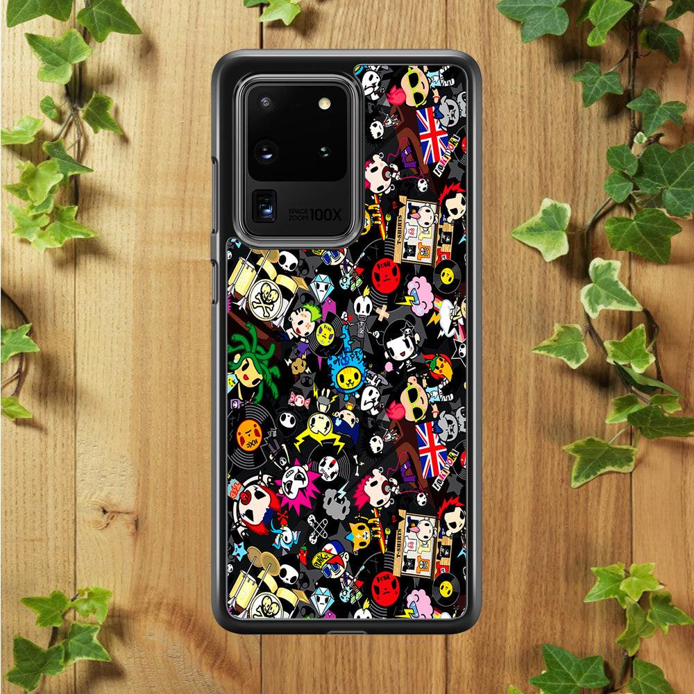 Tokidoki Punk Rock Band Samsung Galaxy S20 Ultra Case-Rubber / Black (2D Case)-Xtracase