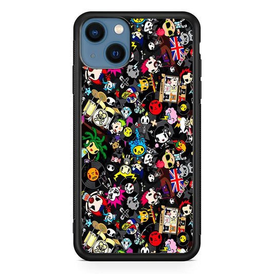 Tokidoki Punk Rock Band iPhone 13 Mini Case-Rubber / Black (2D Case)-Xtracase