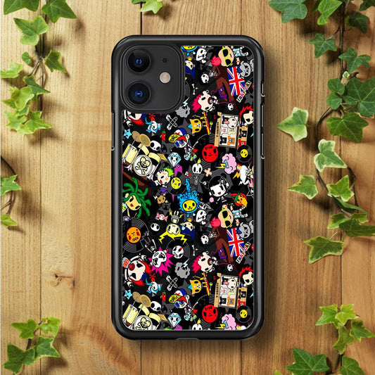 Tokidoki Punk Rock Band iPhone 11 Case-Rubber / Black (2D Case)-Xtracase