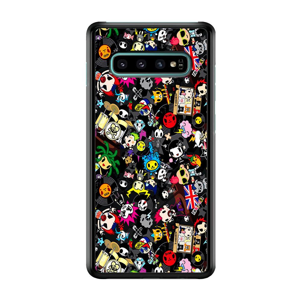 Tokidoki Punk Rock Band Samsung Galaxy S10 Case-Rubber / White (2D Case)-Xtracase