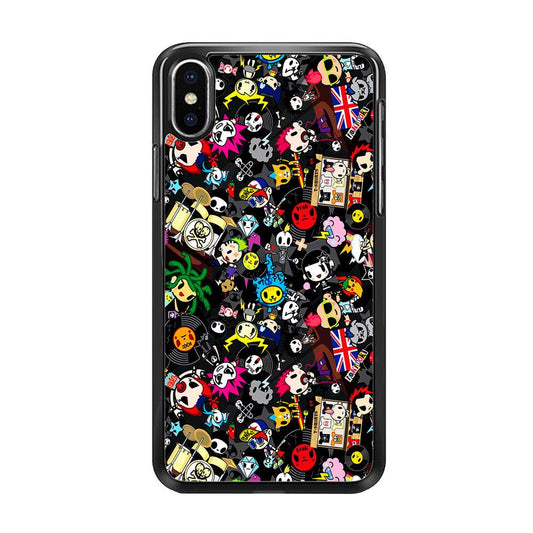 Tokidoki Punk Rock Band iPhone Xs Max Case-Rubber / Black (2D Case)-Xtracase