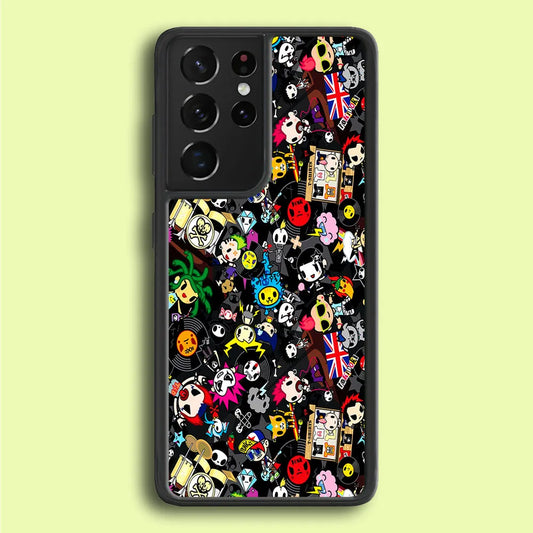 Tokidoki Punk Rock Band Samsung Galaxy S21 Ultra Case-Rubber / Black (2D Case)-Xtracase
