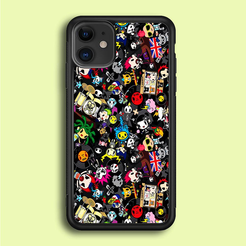 Tokidoki Punk Rock Band iPhone 12 Case-Rubber / Black (2D Case)-Xtracase