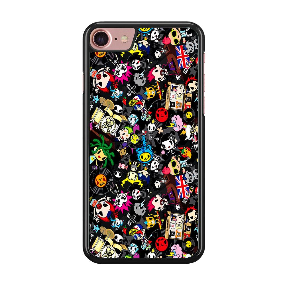 Tokidoki Punk Rock Band iPhone 8 Case-Rubber / Black (2D Case)-Xtracase