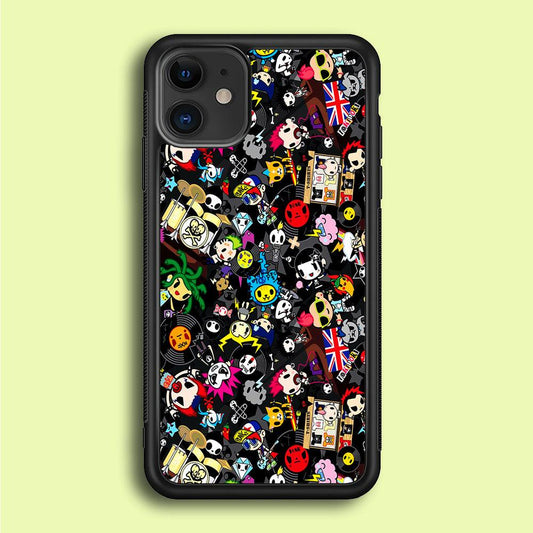 Tokidoki Punk Rock Band iPhone 12 Mini Case-Rubber / Black (2D Case)-Xtracase