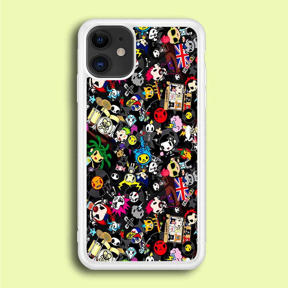 Tokidoki Punk Rock Band iPhone 12 Mini Case-Rubber / White (2D Case)-Xtracase