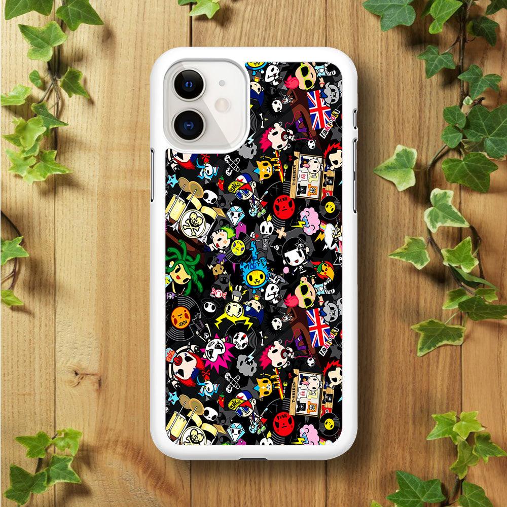 Tokidoki Punk Rock Band iPhone 11 Case-Rubber / White (2D Case)-Xtracase