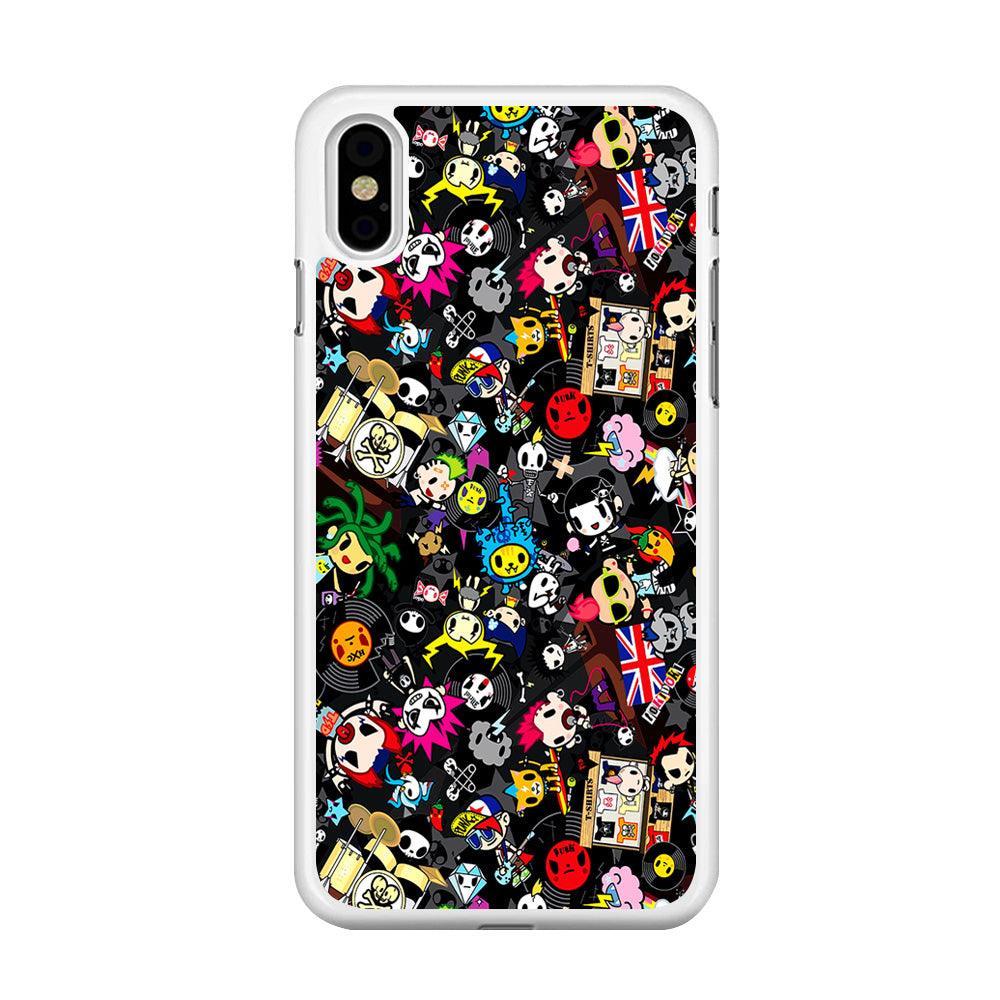 Tokidoki Punk Rock Band iPhone X Case-Rubber / White (2D Case)-Xtracase