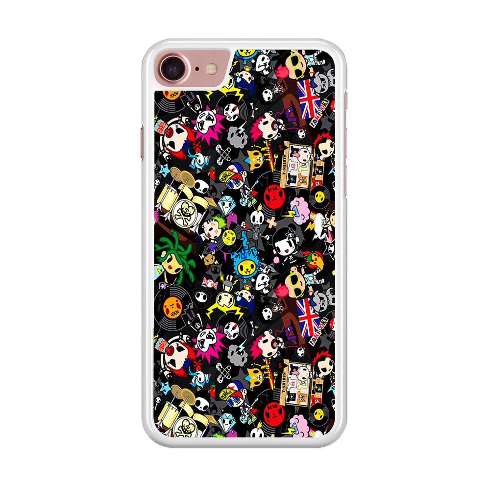Tokidoki Punk Rock Band iPhone SE 2020 Case-Rubber / White (2D Case)-Xtracase