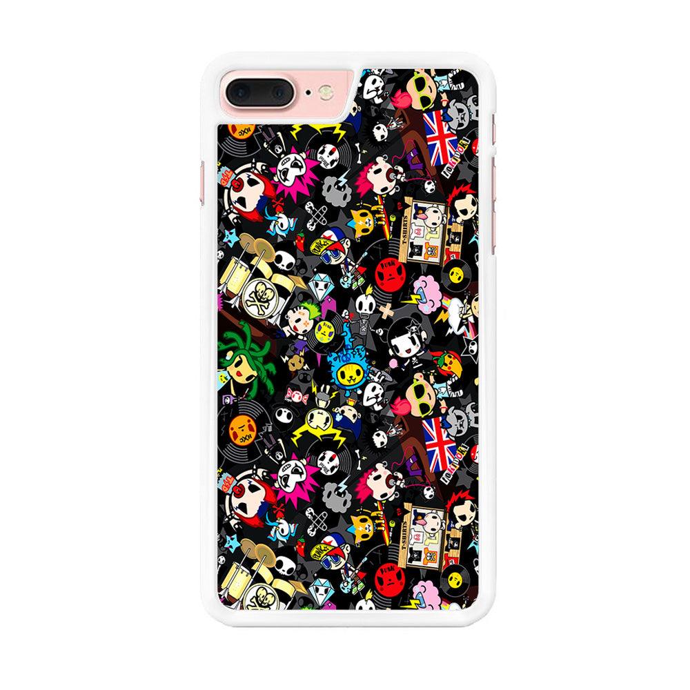 Tokidoki Punk Rock Band iPhone 7 Plus Case-Rubber / White (2D Case)-Xtracase