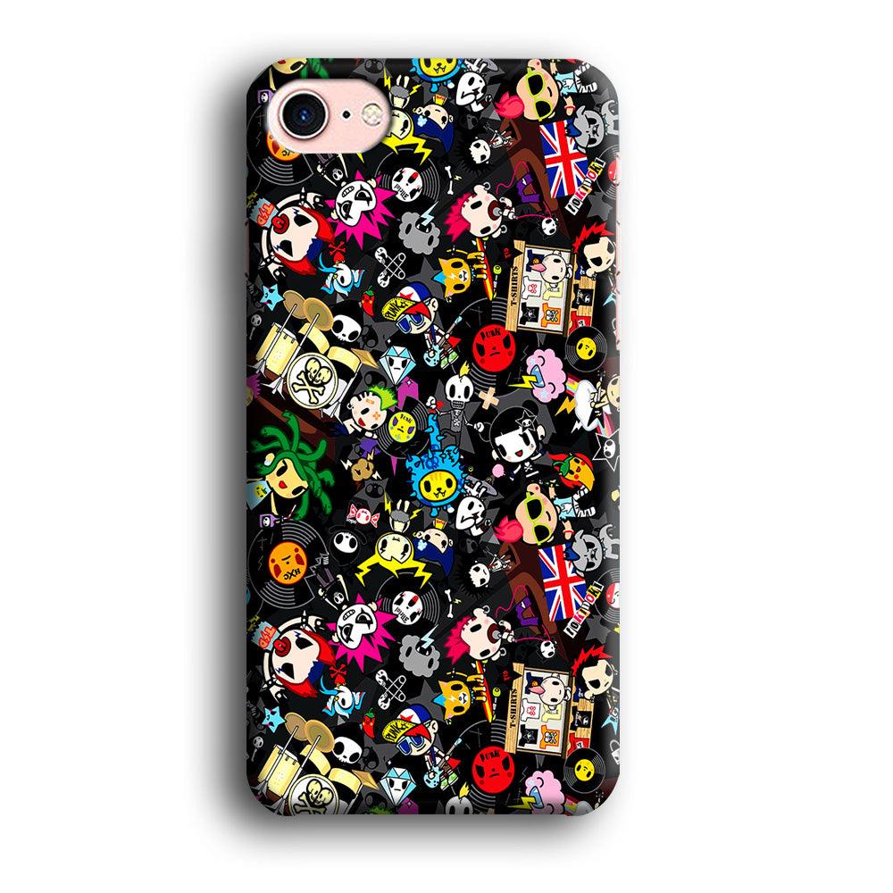 Tokidoki Punk Rock Band iPhone SE 2020 Case-Plastic / Full Wrap (3D Case)-Xtracase