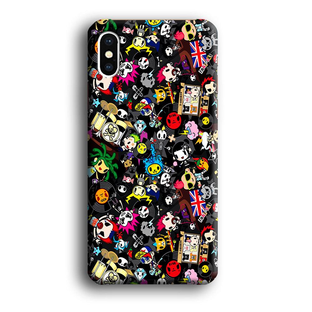 Tokidoki Punk Rock Band iPhone Xs Case-Plastic / Full Wrap (3D Case)-Xtracase