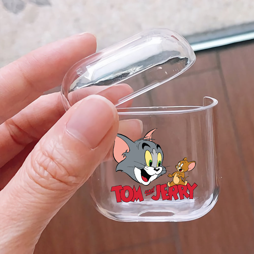 Tom Jerry Cartoon Hard Plastic Protective Clear Case Cover For Apple Airpods
