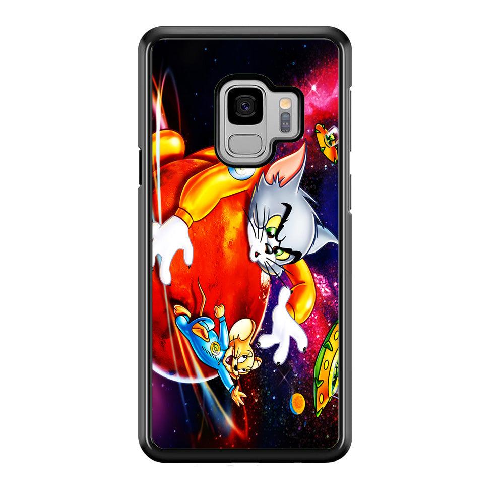 Tom and Jerry Space Samsung Galaxy S9 Case-Rubber / White (2D Case)-Xtracase