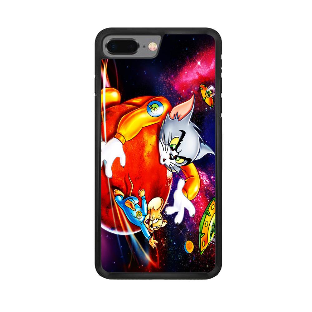 Tom and Jerry Space iPhone 8 Plus Case-Rubber / Black (2D Case)-Xtracase
