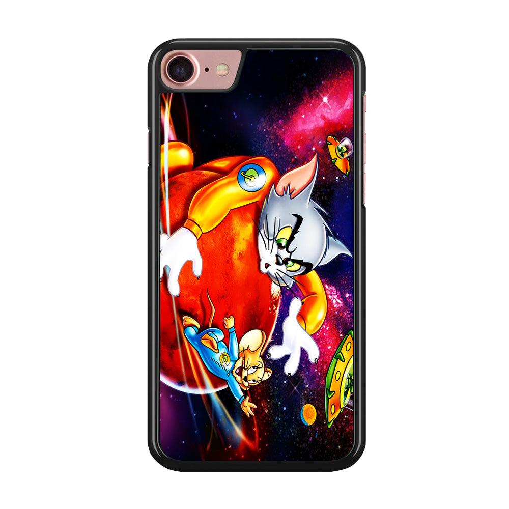 Tom and Jerry Space iPhone 7 Case-Rubber / Black (2D Case)-Xtracase