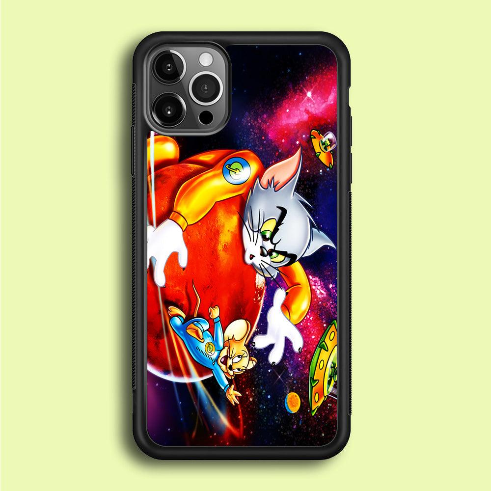 Tom and Jerry Space iPhone 12 Pro Case-Rubber / Black (2D Case)-Xtracase
