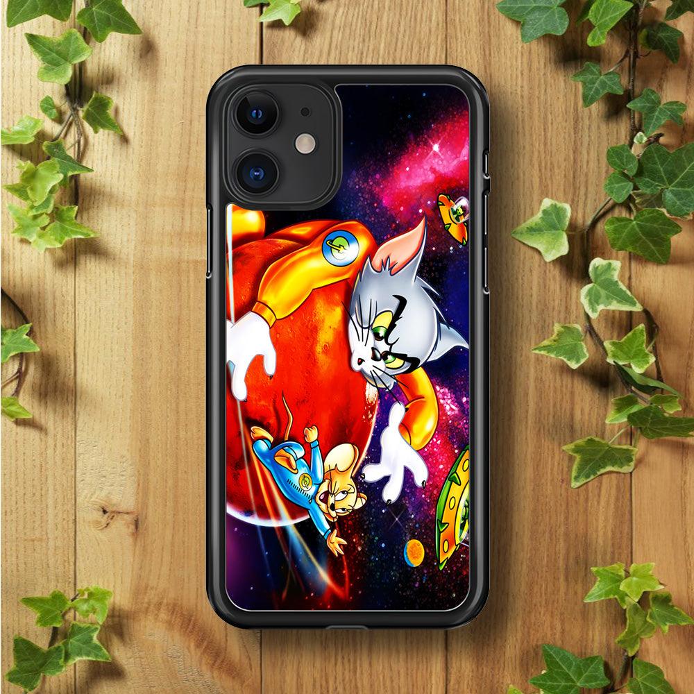 Tom and Jerry Space iPhone 11 Case-Rubber / Black (2D Case)-Xtracase
