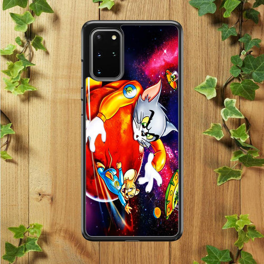Tom and Jerry Space Samsung Galaxy S20 Plus Case-Rubber / Black (2D Case)-Xtracase