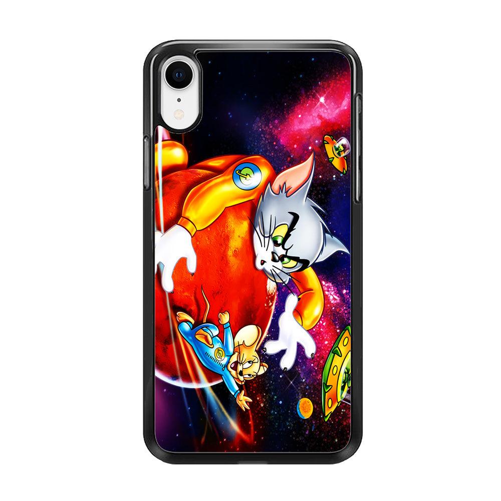 Tom and Jerry Space iPhone XR Case-Rubber / Black (2D Case)-Xtracase