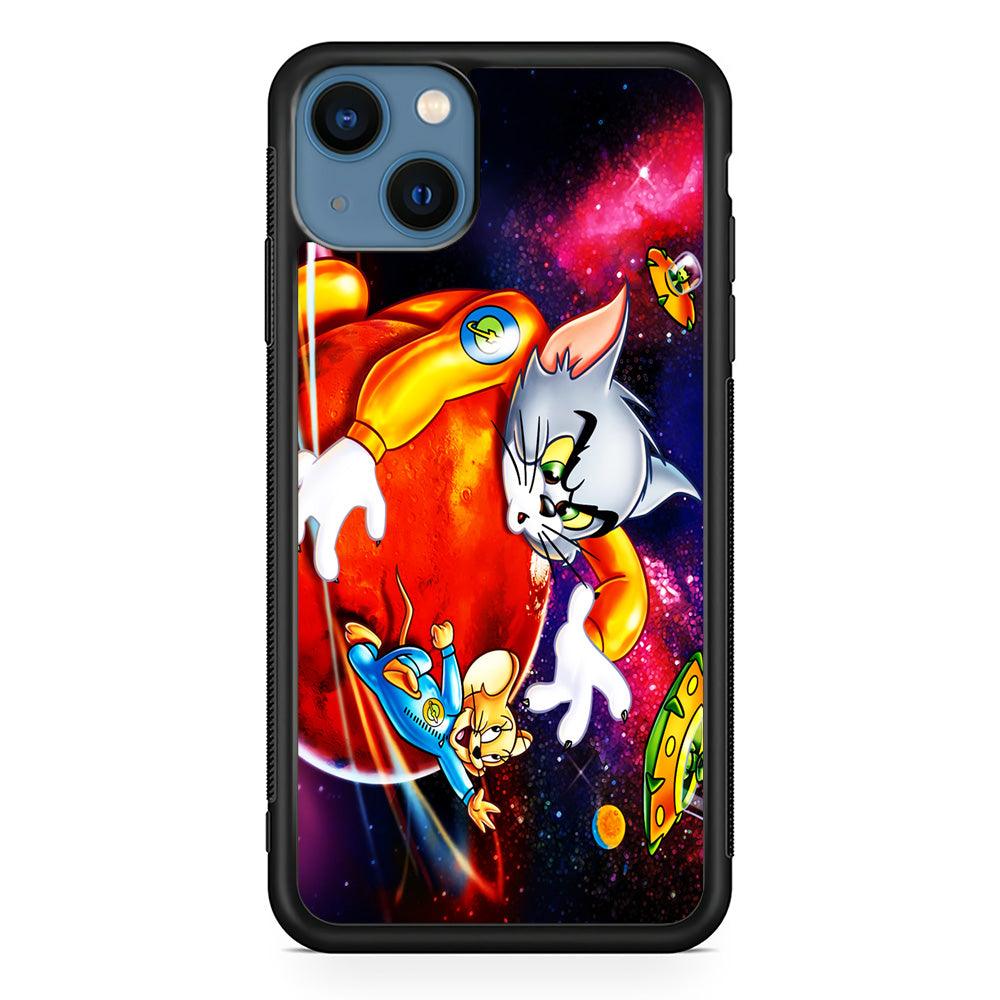 Tom and Jerry Space iPhone 13 Case-Rubber / Black (2D Case)-Xtracase