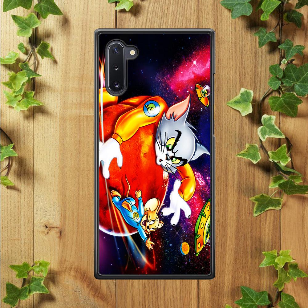 Tom and Jerry Space Samsung Galaxy Note 10 Case-Rubber / Black (2D Case)-Xtracase