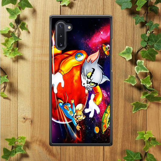 Tom and Jerry Space Samsung Galaxy Note 10 Case-Rubber / Black (2D Case)-Xtracase