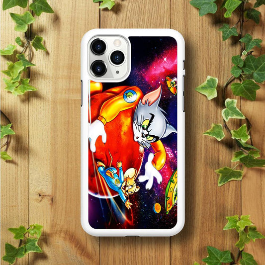 Tom and Jerry Space iPhone 11 Pro Case-Rubber / White (2D Case)-Xtracase
