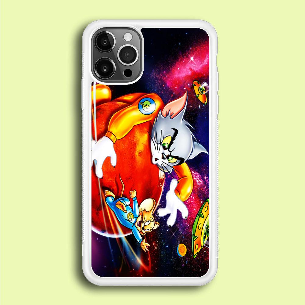 Tom and Jerry Space iPhone 12 Pro Case-Rubber / White (2D Case)-Xtracase