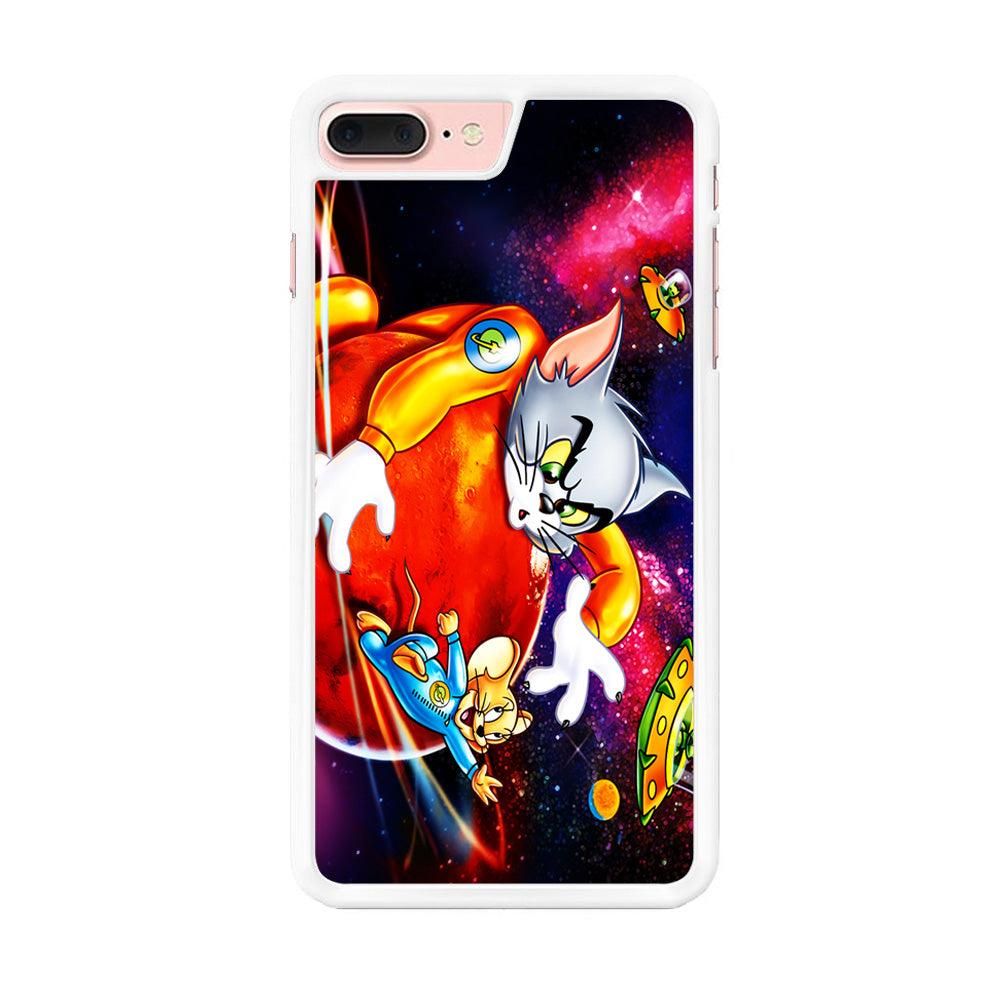 Tom and Jerry Space iPhone 8 Plus Case-Rubber / White (2D Case)-Xtracase