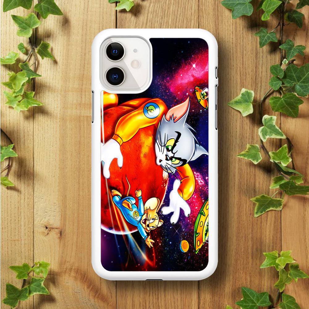Tom and Jerry Space iPhone 11 Case-Rubber / White (2D Case)-Xtracase
