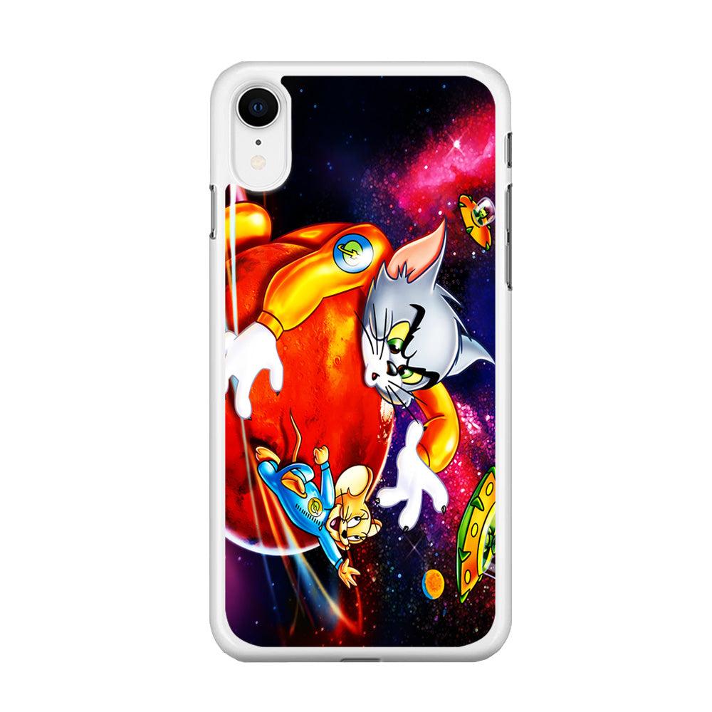 Tom and Jerry Space iPhone XR Case-Rubber / White (2D Case)-Xtracase