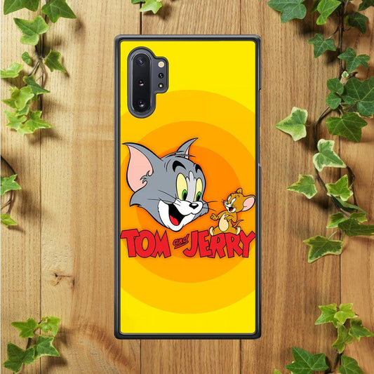 Tom and Jerry Yellow Samsung Galaxy Note 10 Plus Case-Rubber / Black (2D Case)-Xtracase